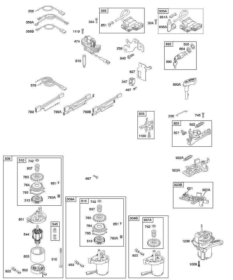 B - Alternateur, démarreur électrique, électrique, frein du volant moteur, allumage