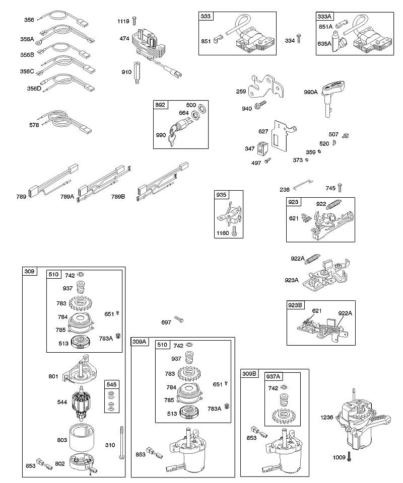 B - Alternateur, démarreur électrique, électrique, frein du volant moteur, allumage