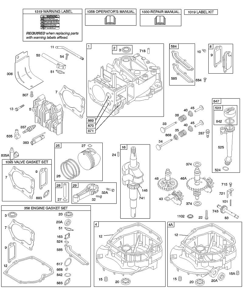 C - Cames, vilebrequin, cylindre, carter d'huile moteur, kit/joints, graissage, groupe de pistons, soupapes