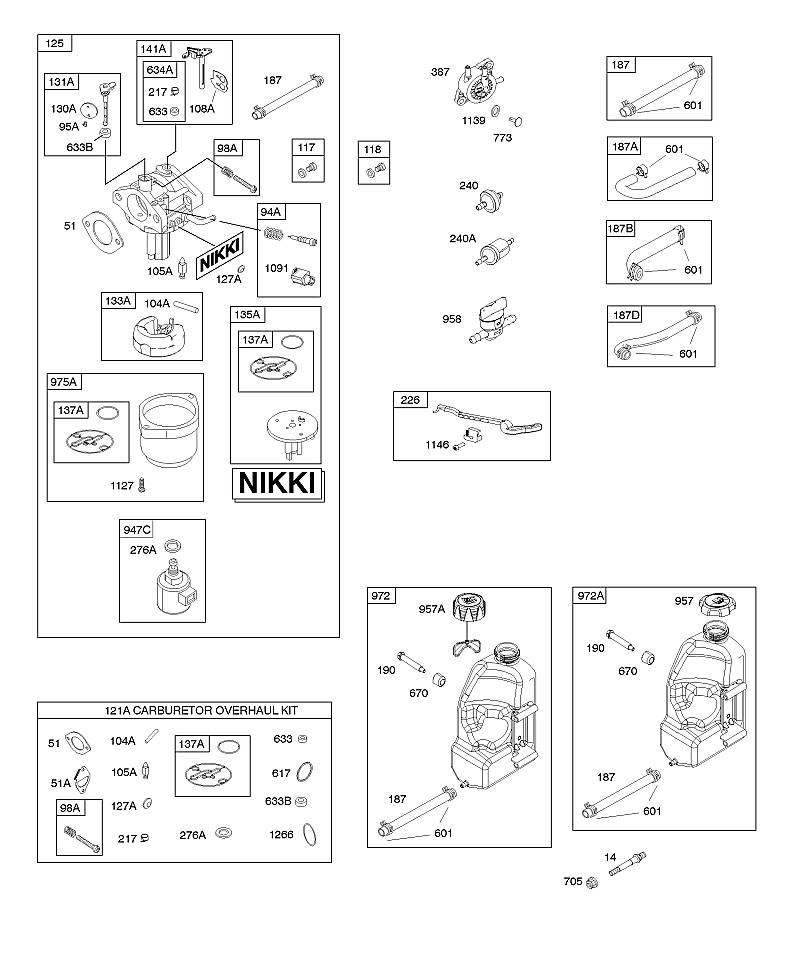 D - Carburateur, alimentation en carburant, kit - révision du carburateur