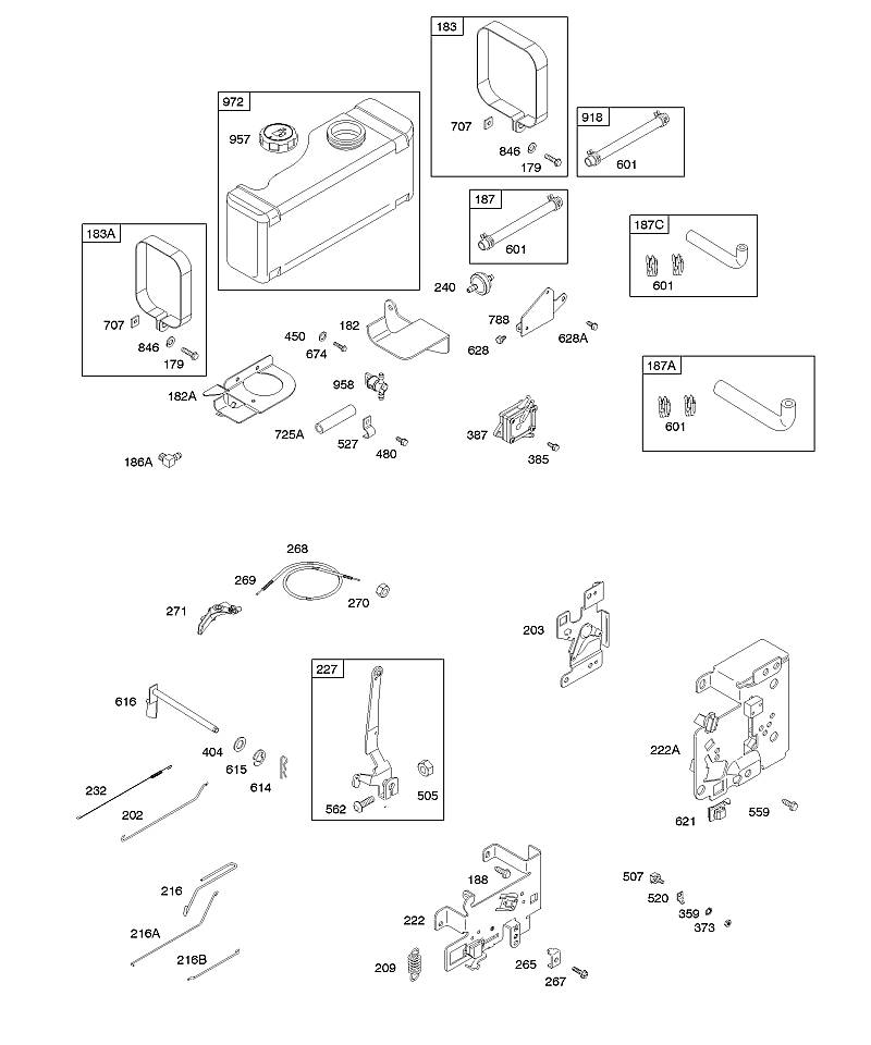 G - Carburant, supports, commandes, ressorts