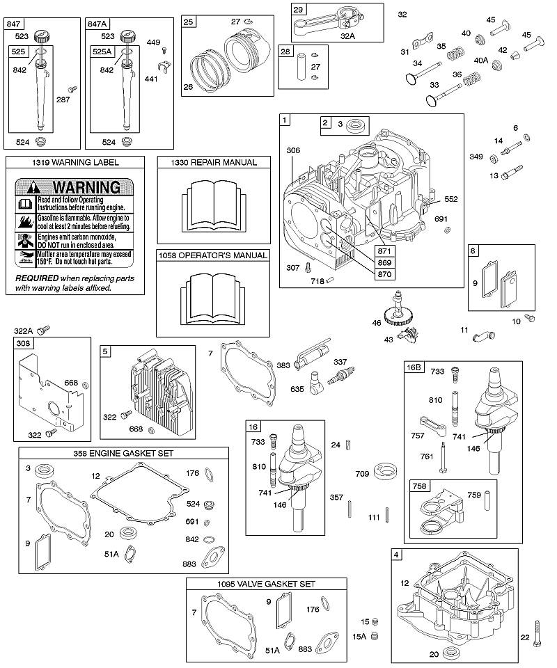 E - Couvercle de carter de vilebrequin/carter d'huile, jeu de joints moteur, cylindre, huile, jeu de joints de soupape, vilebrequin, piston/segments/bielle