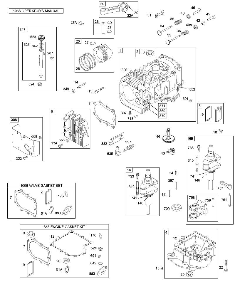 E - Cylindre, piston/segment, vilebrequin, kits de joints, carter d'huile
