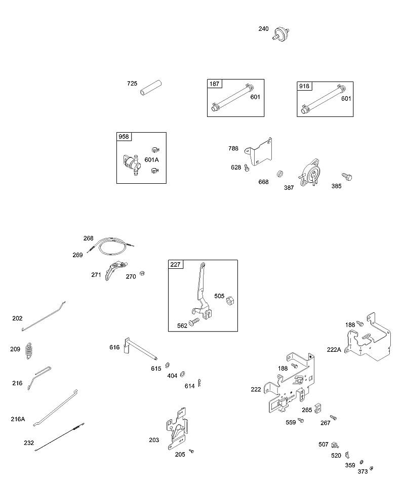 E - Commandes, liaisons, ressorts, pompe à carburant, flexibles de carburant