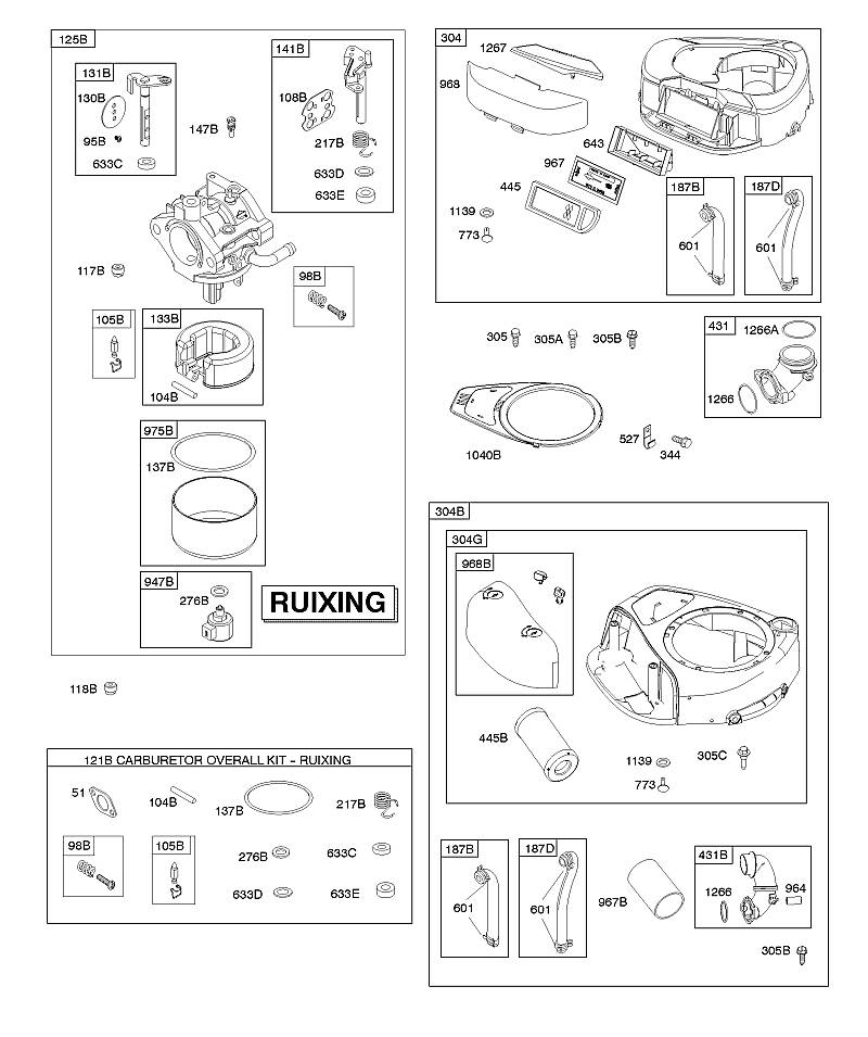 A - Filtre à air, boîtier de filtre, carburateur - Ruixing, kit de remise à neuf de carburateur - Ruixing