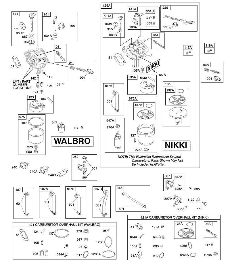 D - Carburateur - Walbro & Nikki, alimentation en carburant, kit de remise à neuf de carburateur - Walbro & Nikki