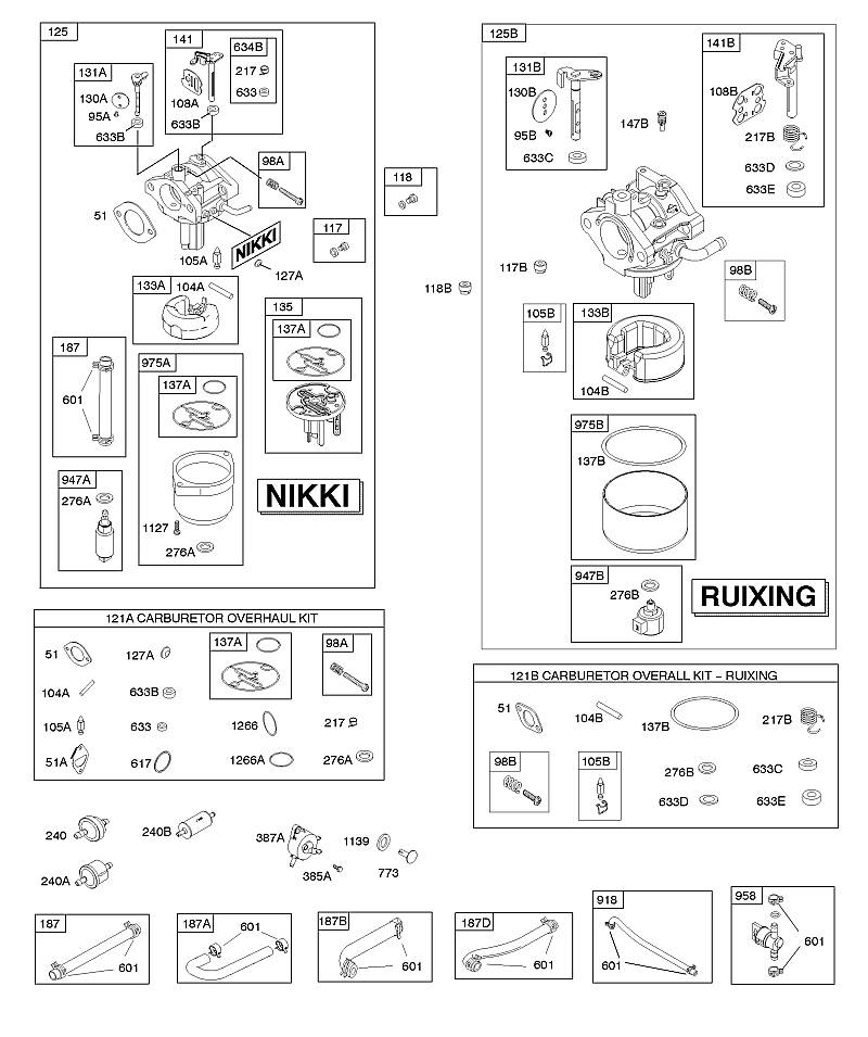 D - Carburateur, alimentation en carburant, kit - révision du carburateur