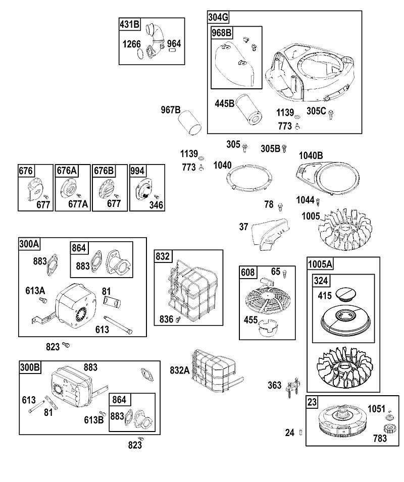 A - FILTRE À AIR, BOITIER DE FILTRE, SYSTÈME D'ÉCHAPPEMENT, VOLANT-MOTEUR