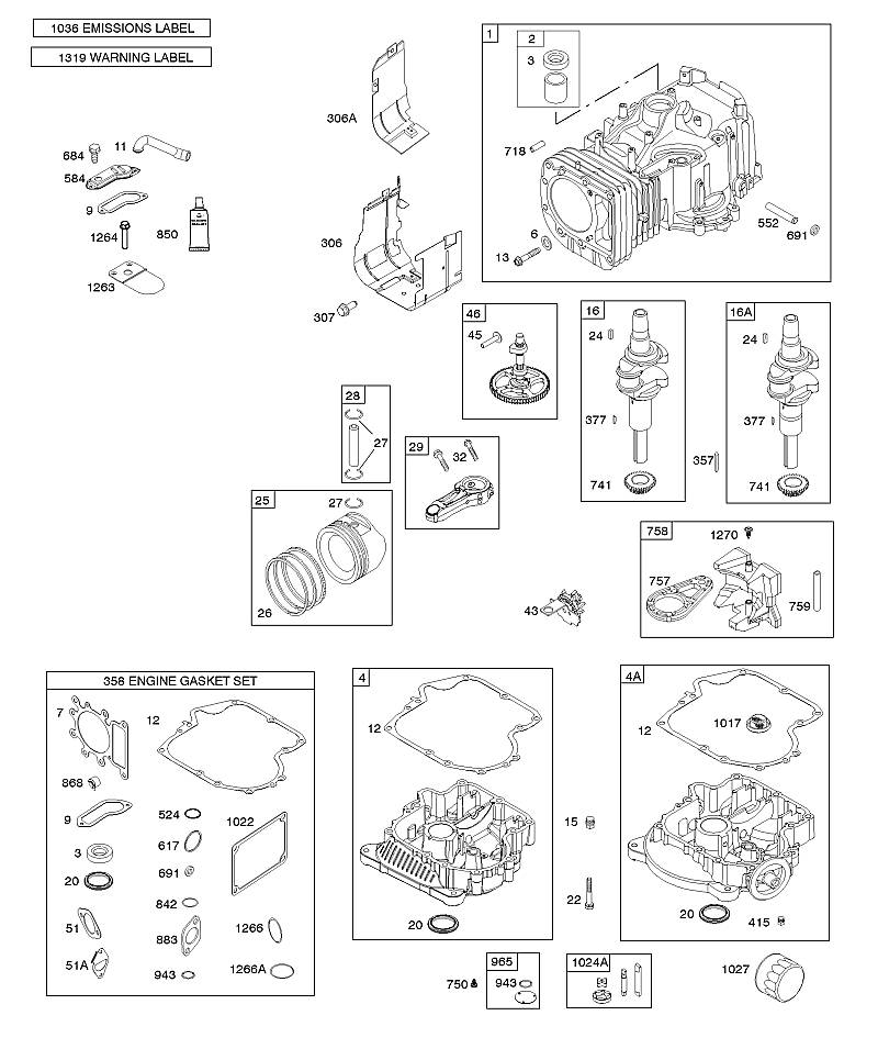 B - ARBRE À CAMES, VILEBREQUIN ET CONTREPOIDS, CYLINDRES, CARTER D'HUILE ET PURGE, GRAISSAGE, PISTONS, SEGMENTS, BIELLE