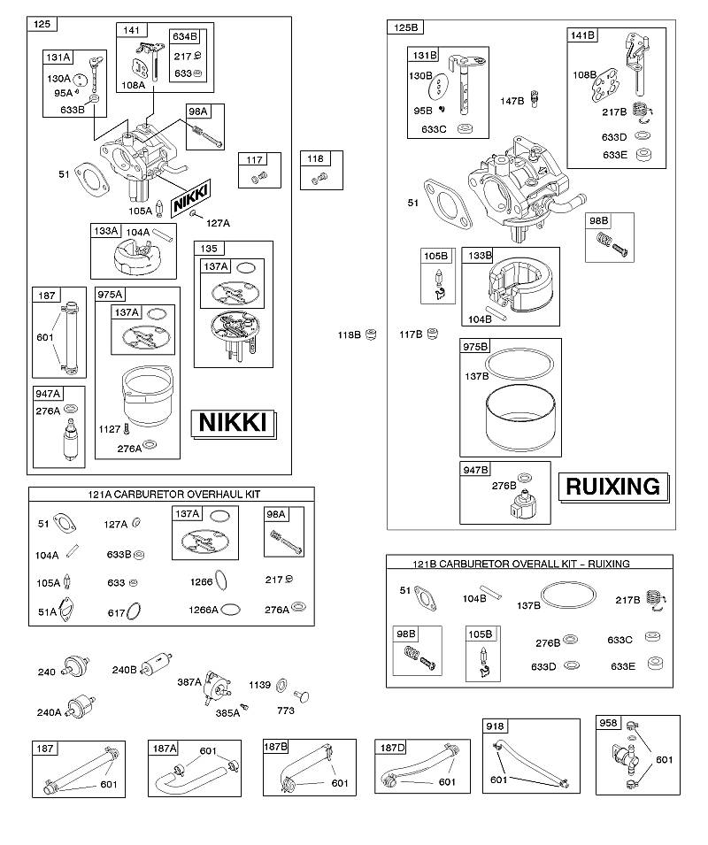 C - Carburateur, alimentation en carburant, kit - révision du carburateur