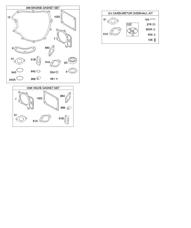 G - Jeu de joints de soupape/moteur, kit de révision de carburateur