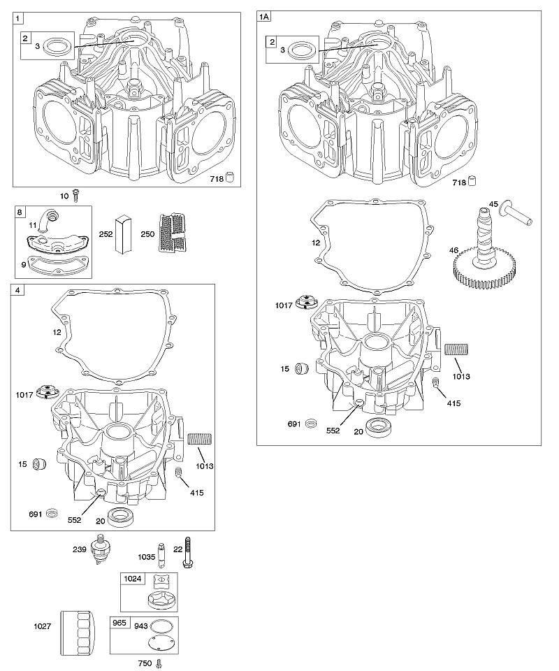 G - Cylindre, carter d'huile moteur
