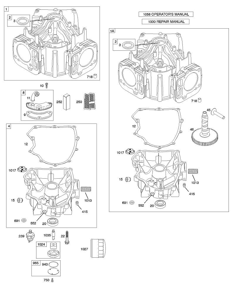 G - Cylindre, carter d'huile moteur