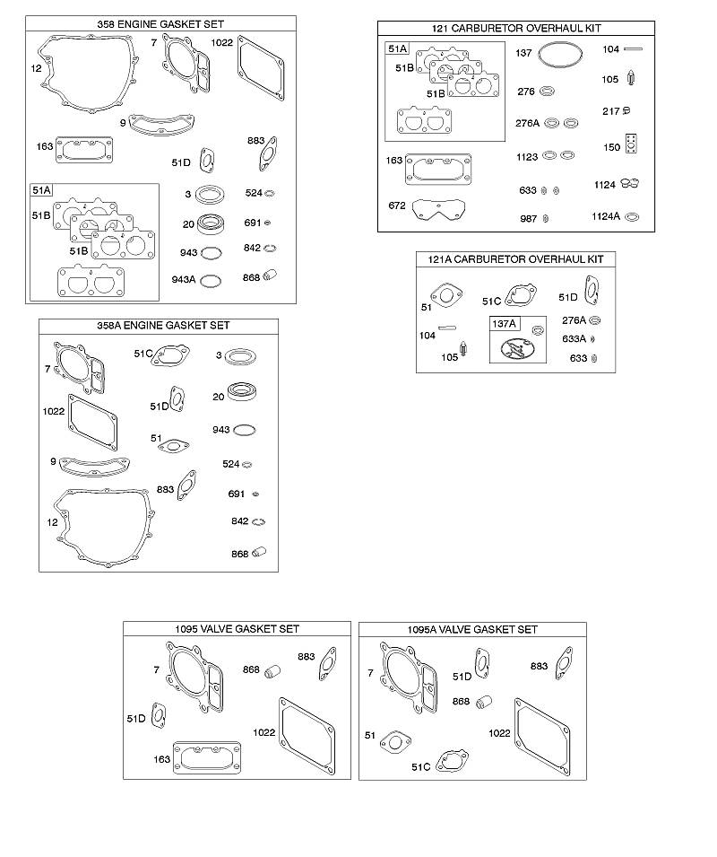 H - Jeu de joints de soupape/moteur, kit de révision de carburateur