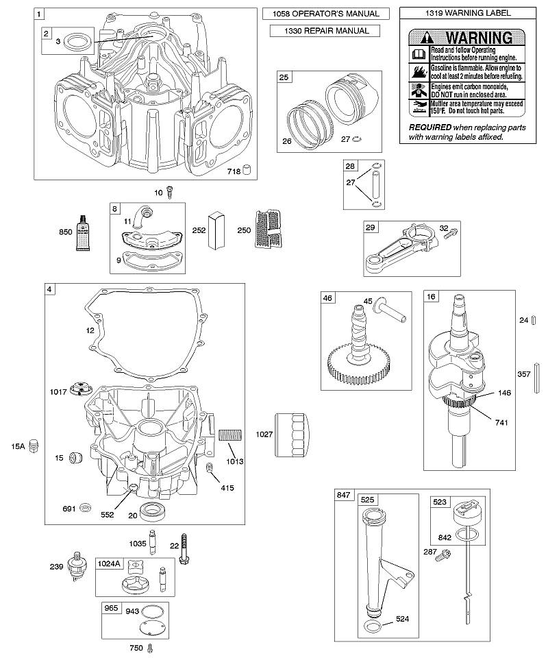 C - Arbre à cames, vilebrequin, cylindre, carter d'huile moteur, graissage, piston, segments, bielle