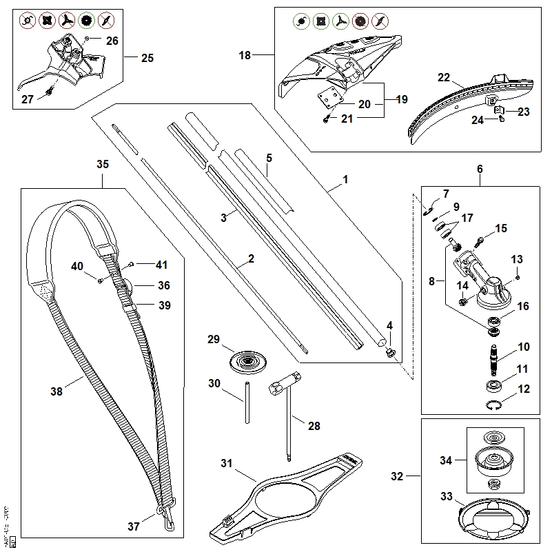 C - Tube complet, Réducteur, Capot protecteur FSA 135