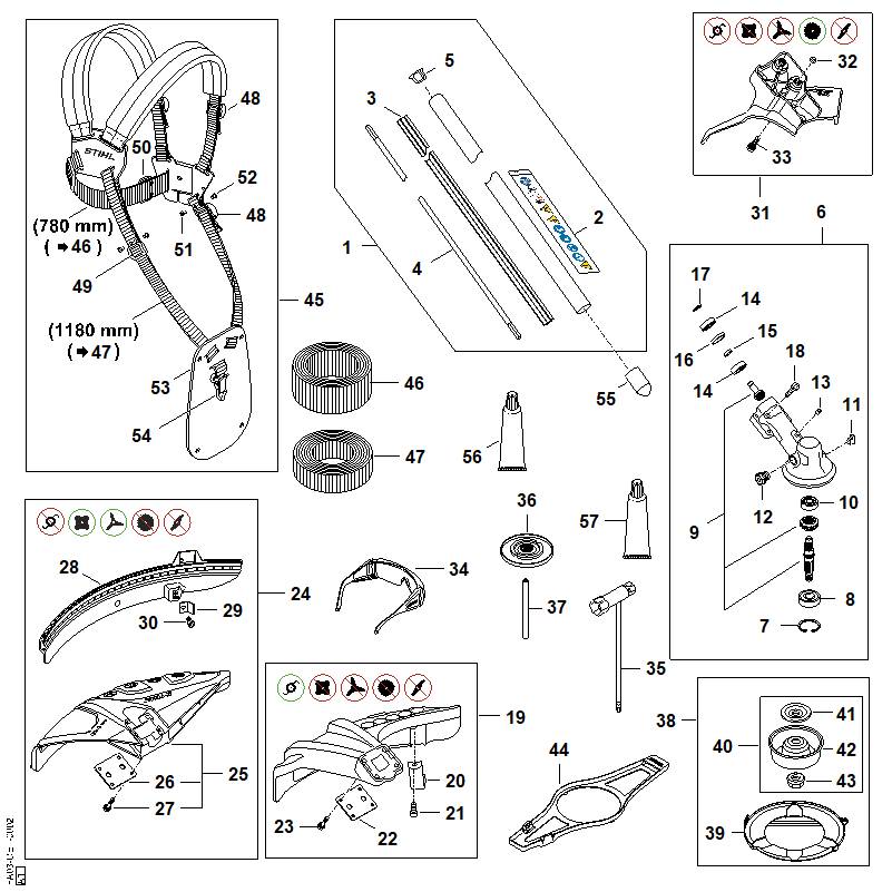C - Tube complet, Réducteur, Capot protecteur FSA 200