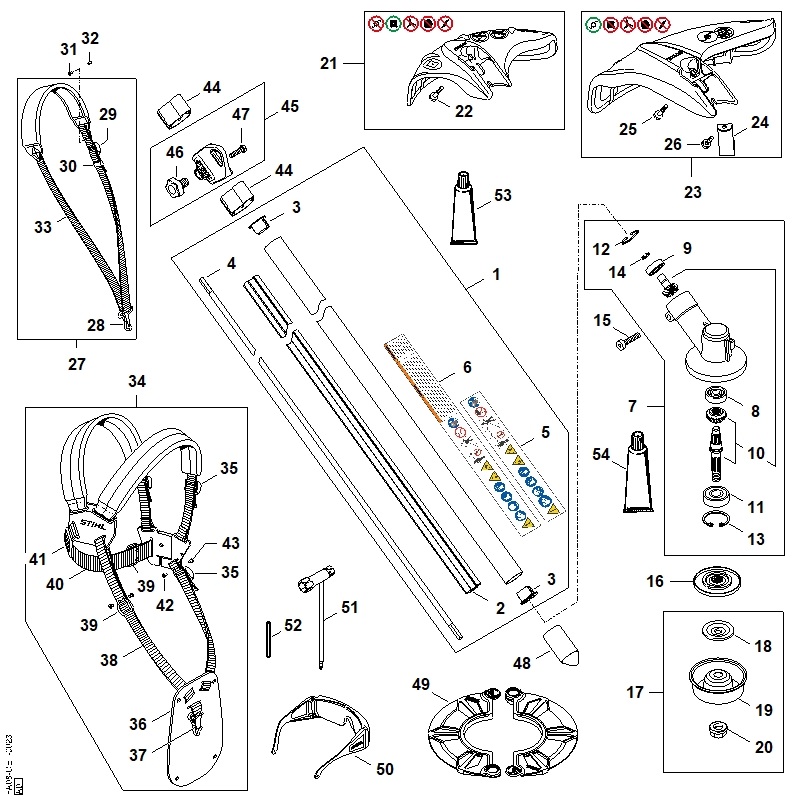 B - Tube complet, Réducteur, Capot protecteur