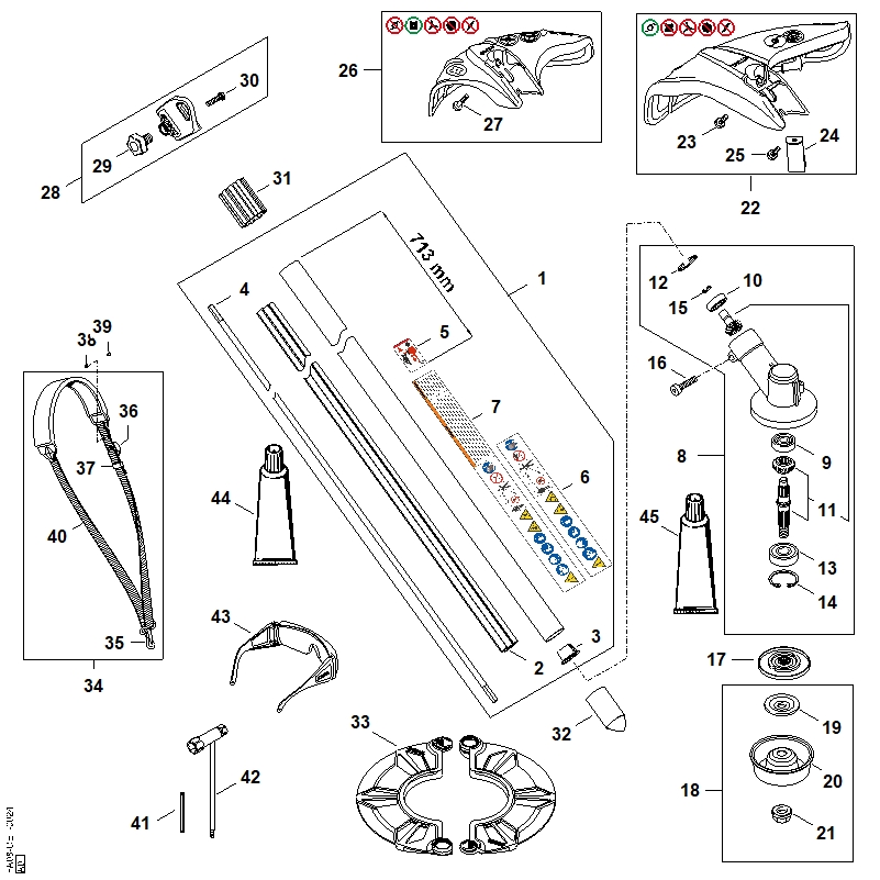 B - Tube complet, Réducteur, Capot protecteur