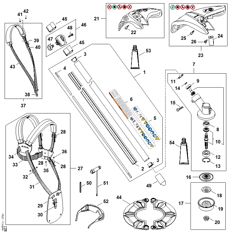 B - Tube complet, Réducteur, Capot protecteur