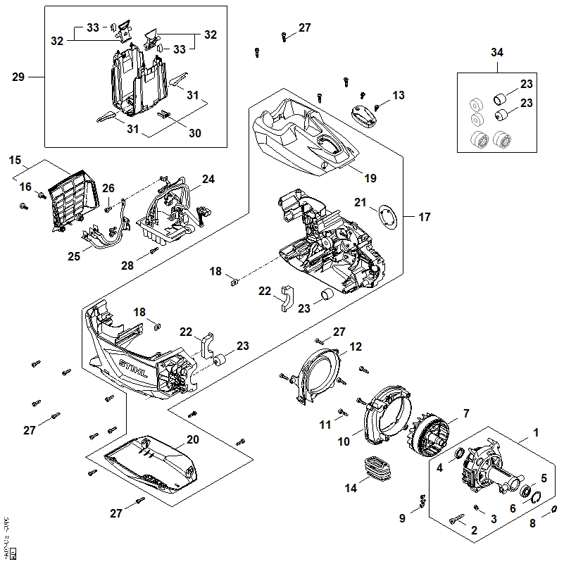 A - Moteur électrique, Carter moteur