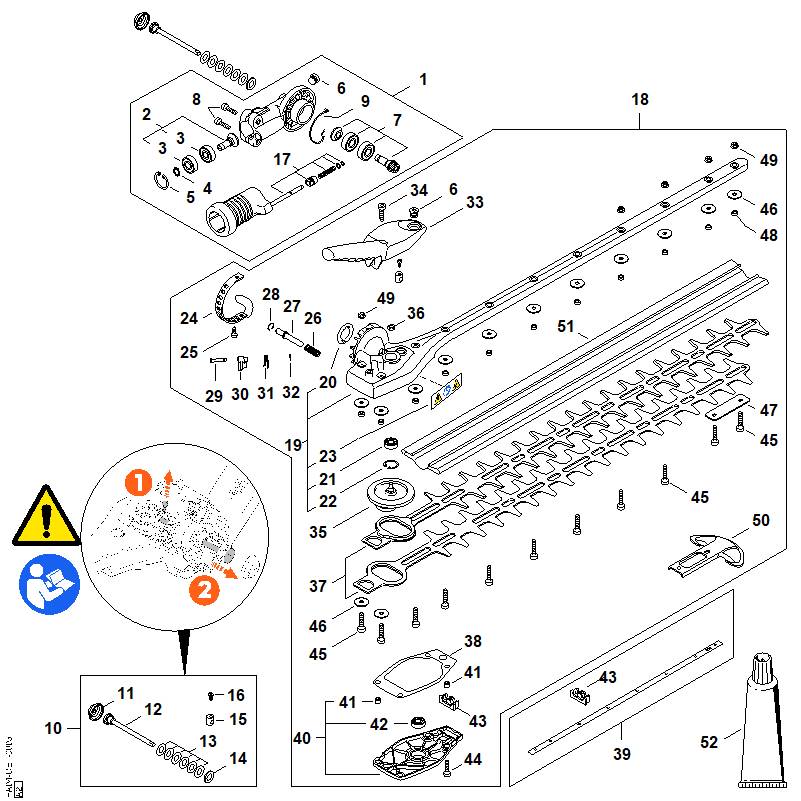 E - Réducteur de renvoi à angle réglable sur 145°, 500 mm