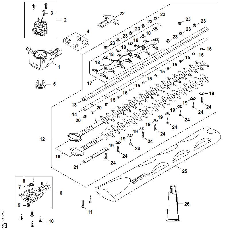 B - Réducteur, Moteur électrique, Barre de coupe