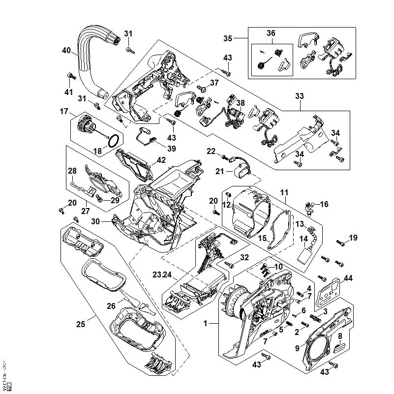 Moteur électrique, Module électronique, Carter de poignée