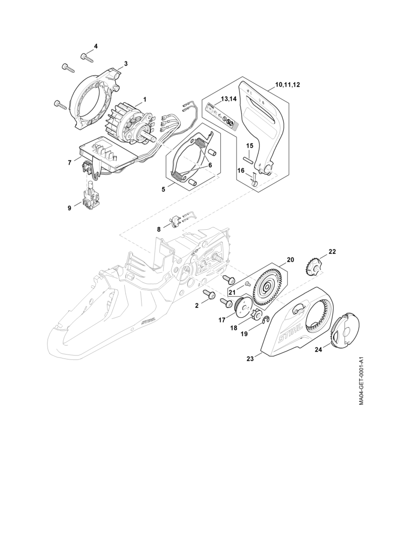 Moteur électrique, Module électronique, Couvercle de pignon