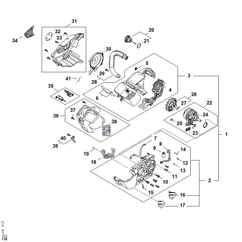 A - Moteur électrique, Module électronique, Carter de poignée