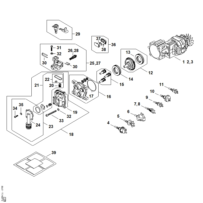 Moteur électrique, Câble électrique, Bloc de soupapes, Pompe