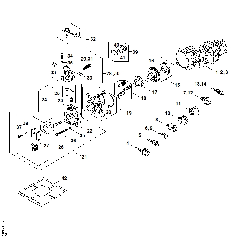 Moteur électrique, Câble électrique, Bloc de soupapes, Pompe