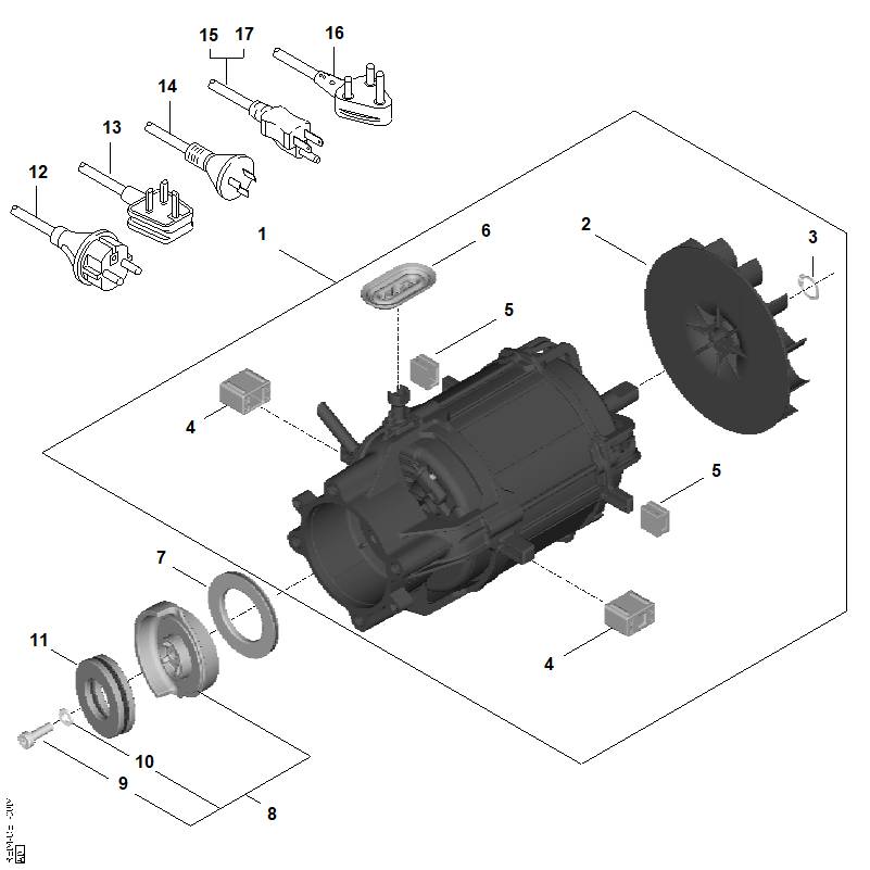 A - Moteur électrique, Câble d'alimentation