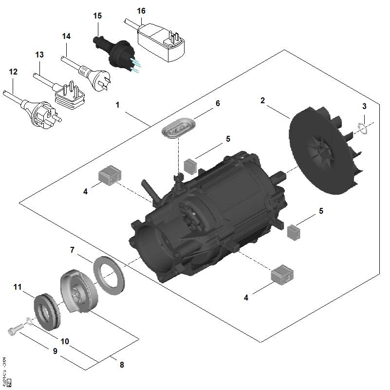 A - Moteur électrique, Câble d'alimentation