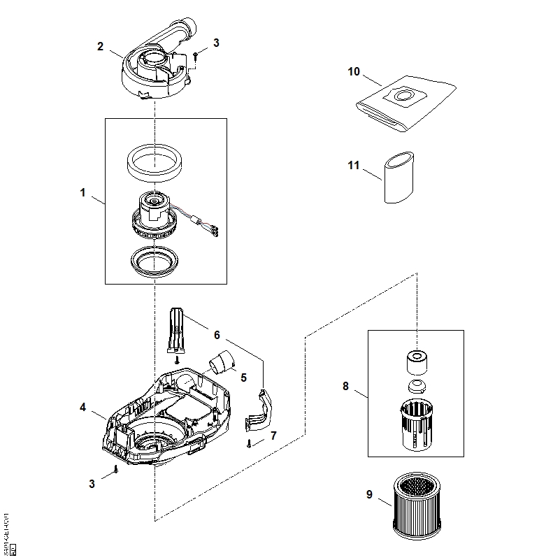 Carter moteur, Moteur électrique, Filtre