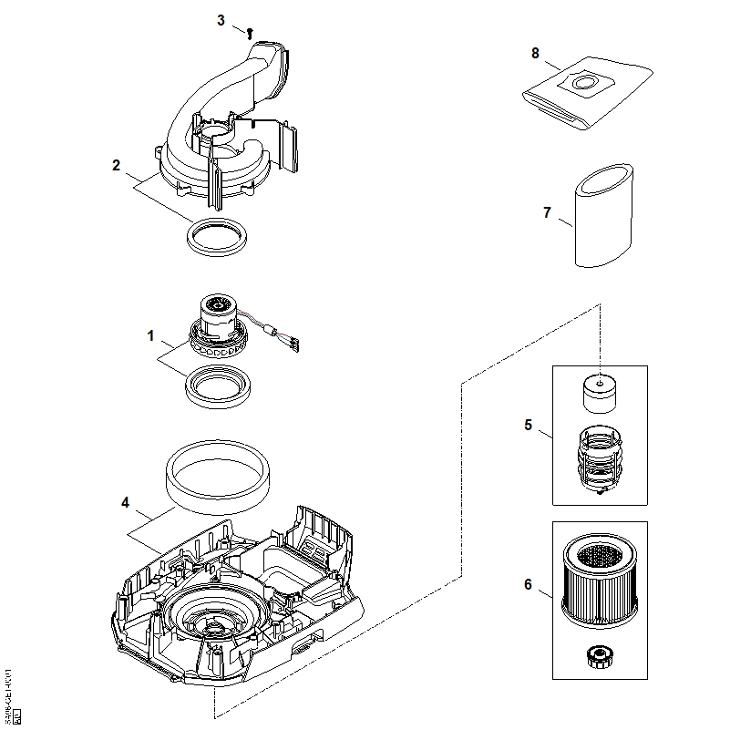Carter moteur, Moteur électrique, Filtre