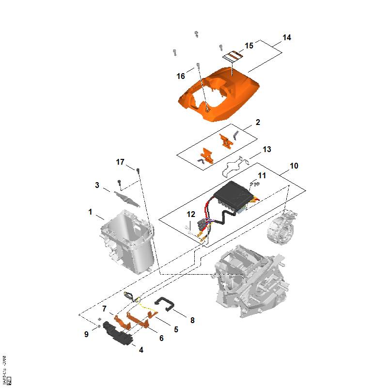 E - Logement pour batterie, Module électronique