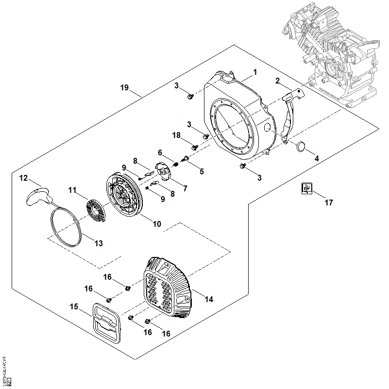 J - Système de démarrage, boîtier de ventilateur