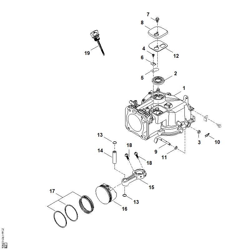 C - Carter de vilebrequin, piston, bielle